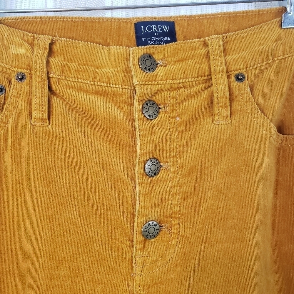 J. Crew 9" High Rise Skinny‎ Corduroy Pants Orange Size 31 - Picture 3 of 10